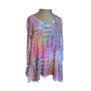 Katina Marie Y2K‎ Fairy Colorful Abstract Print Lightweight Tunic Top